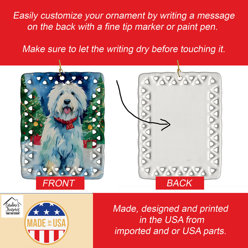 Ornement en porcelaine de Noël Old English Sheepdog, Old English Sheepdog 3546