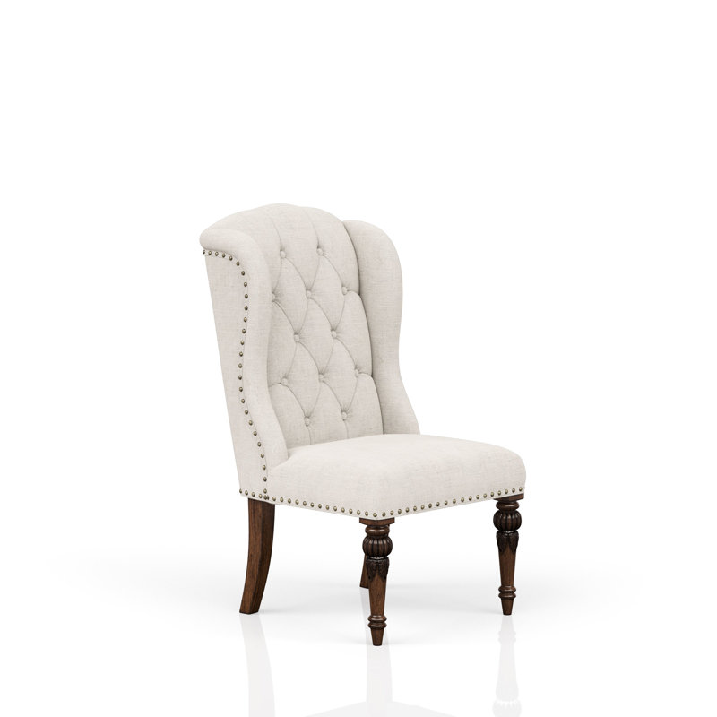 Chaise d'hôte rembourrée grise avec aile, pour table d'hôte robuste, stabilité traditionnelle