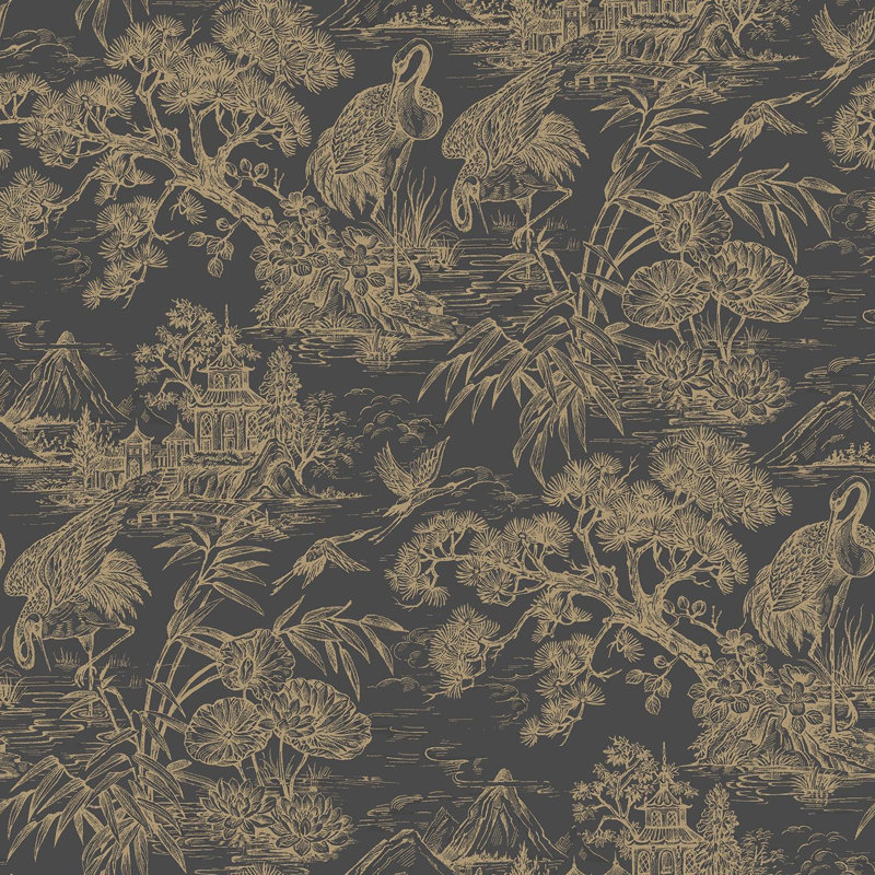 Double rouleau botanique, Gris anthracite / or