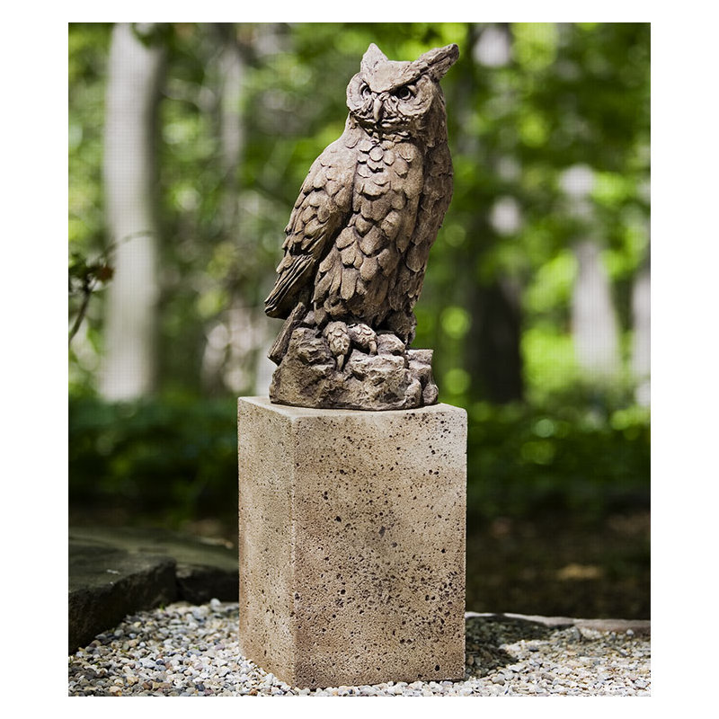 Large Horned Owl Statue, Copper Bronze