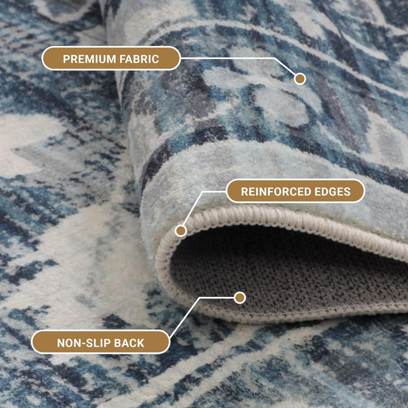 Aspire Homeware Blue Vintage Medallion Area Rug, Rectangle 120 x 170 cm