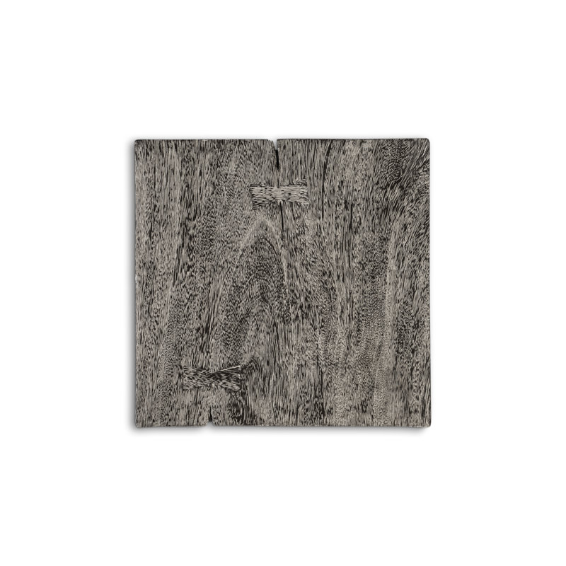 Gray Stone and Black Metal Inverted Pyramid End Table