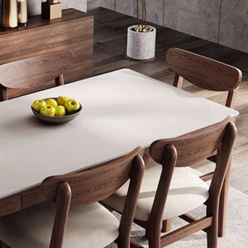 White Rock Slab Dining Table With Four Drawers, 29.52"H x 70.86"L x 35.43" W