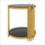 Table de bout à miroir moderne pour le salon avec structure asymétrique en métal et tablette inférieure, parfaite pour les petits espaces-129149192