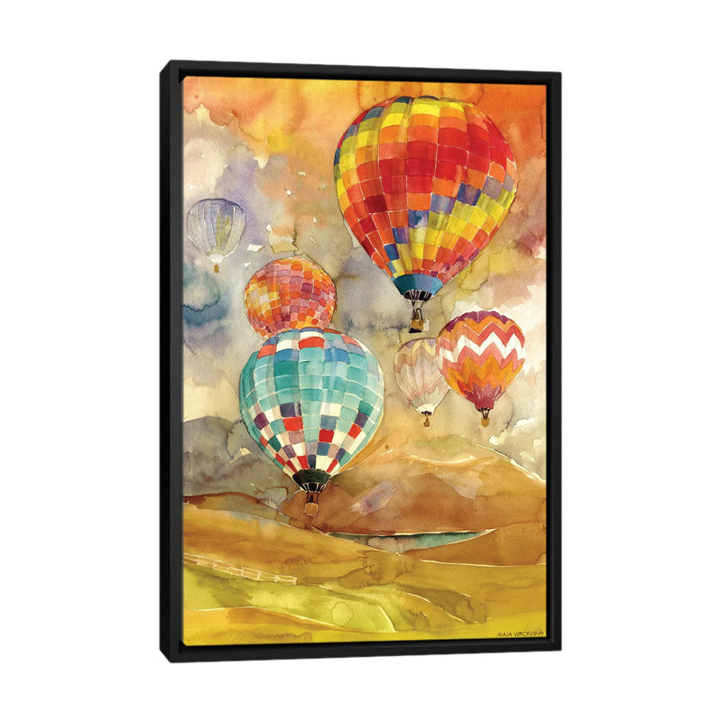 "balloons" , impression sur toile tendue, H 26 po x l 18 po x P 1,5 po, Toile avec cadre noir, Pas de tapis