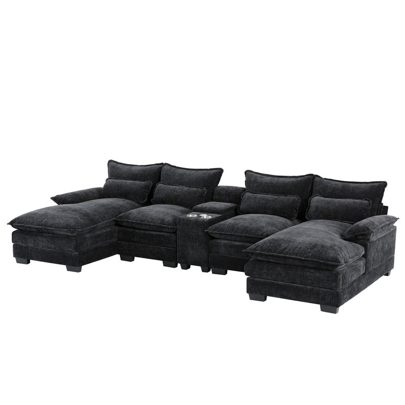 123*55"Modern U-Shaped Sectional Sofa With Console