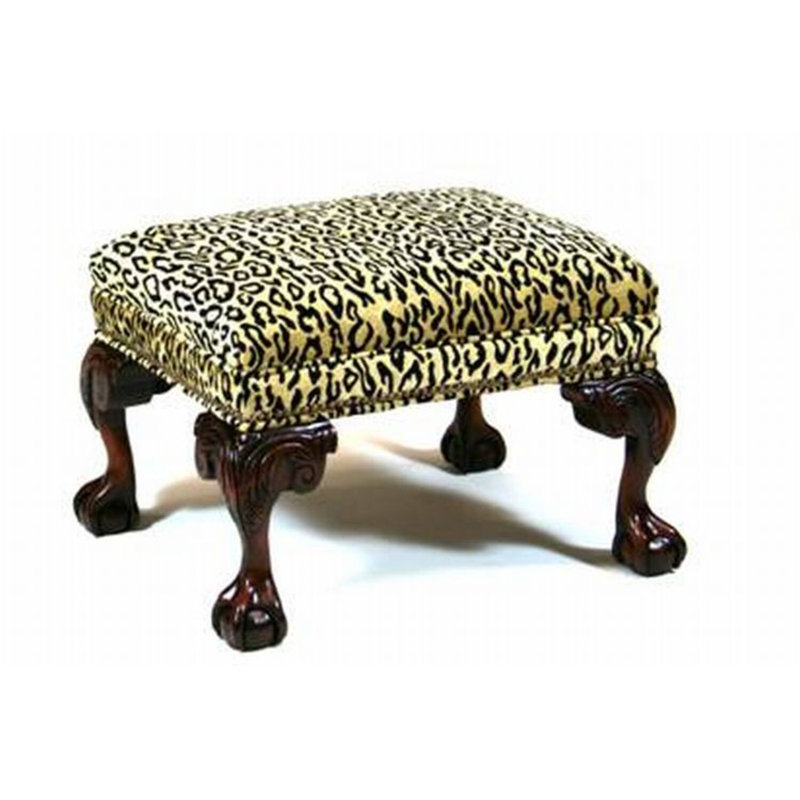 Leather Ottoman, Wiley Coyote Smoke, French Ivory, Natural