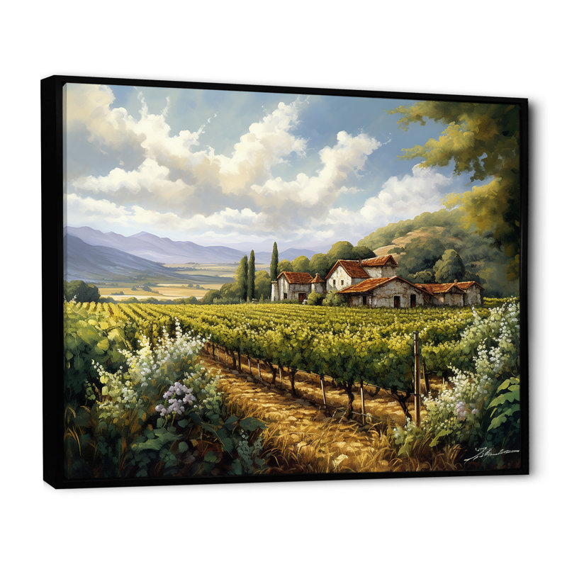 Vineyard Charm Landscape I - Vineyard Wall Art, H 34 po x l 44 po x P 1,5 po, Cadre flottant noir