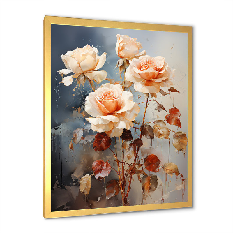 Harmonous Rose Bouquet II, Cadre doré simple, H 44 po x l 34 po x P 1,5 po
