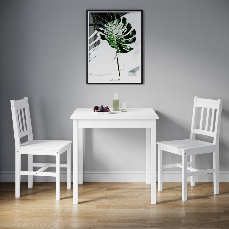 Briseno 2 - Person Dining Set, White, White
