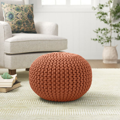 Jaipur Living Spectrum Pouf Textured Orange Round Pouf