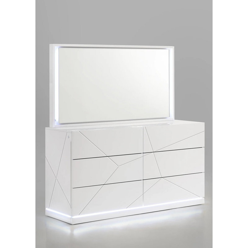 Ensemble de chambre à coucher très grand avec éclairage à DEL Lechlade (4 pièces)