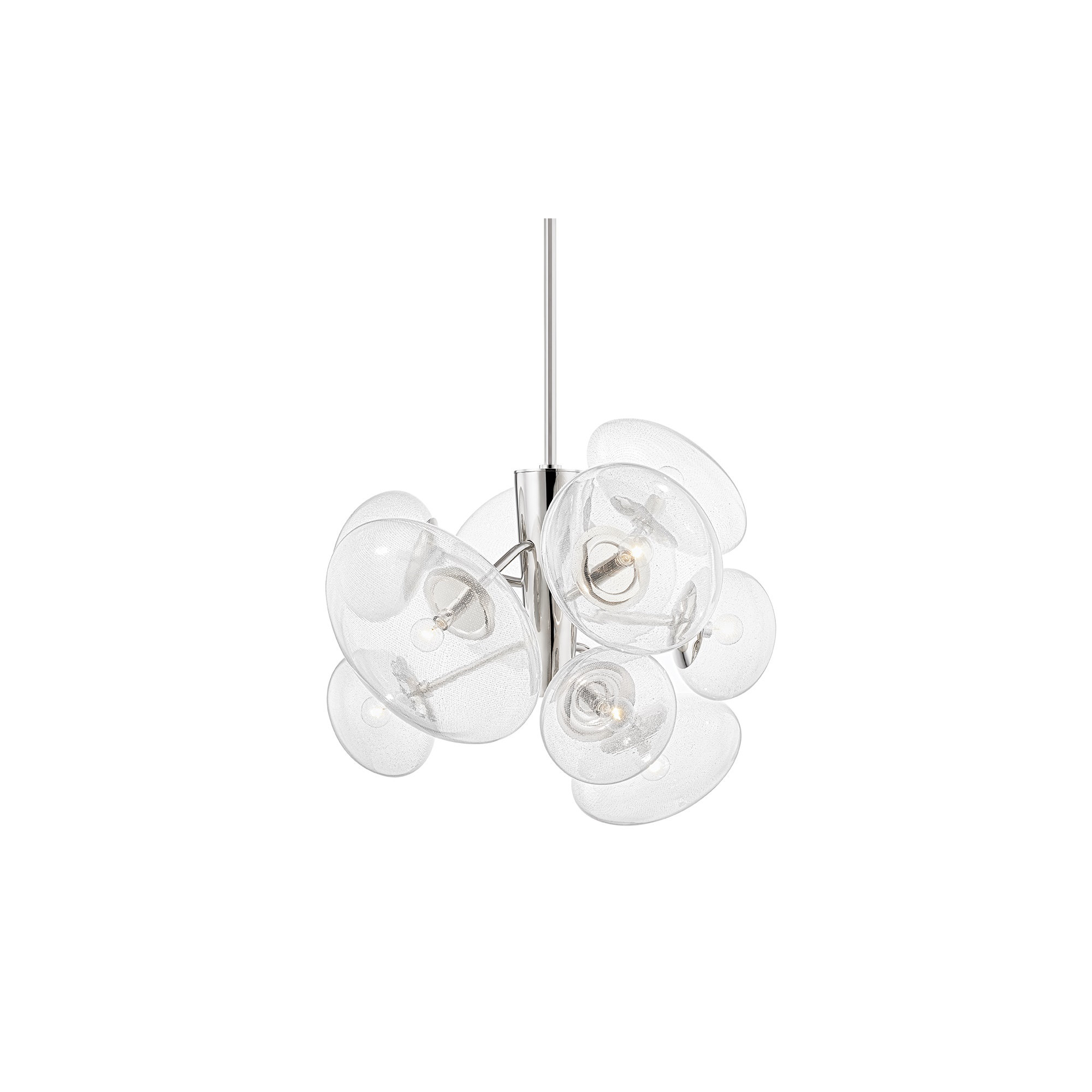 Jovi 9 Light Glass Pendant, Polished Nickel