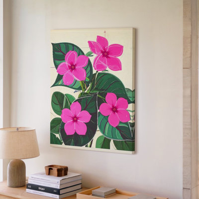 Wall Art Stylized Pink Floral Bold Pop Art Botanical Art Add A Bold Modern Wall Canvas Ready To Hang Gallery Wrapped Home Decor Decor
