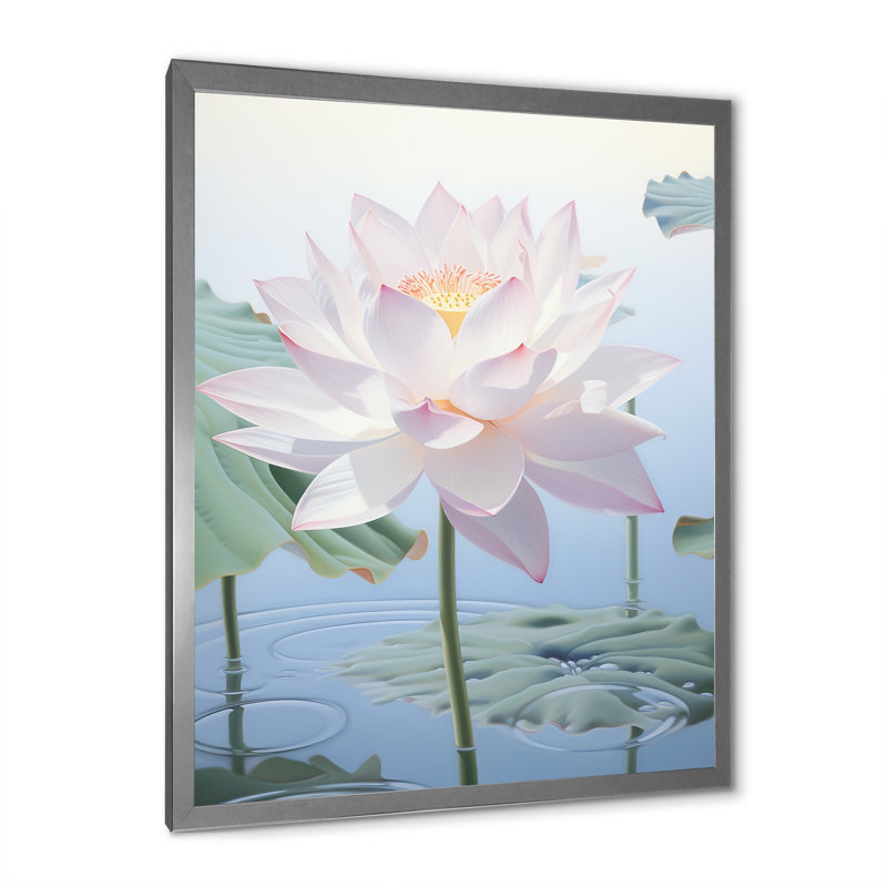 Lotus Minimalisme rêve sur toile, H 32 po x l 16 po x P 1 po, Cadre simple argenté