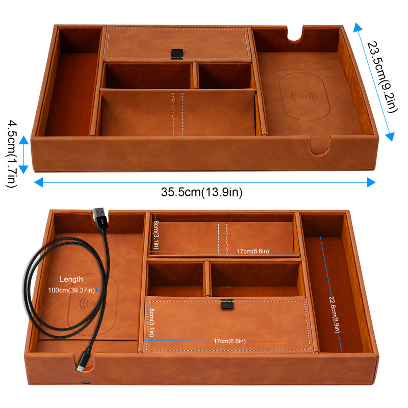 TRIXES @Home Jewellery Organiser Tray + Dividers,  Brown/Tan