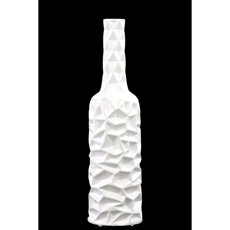 Vase de table en céramique Gore, H 19,5 po x l 5,25 po x P 5,25 po, Blanc