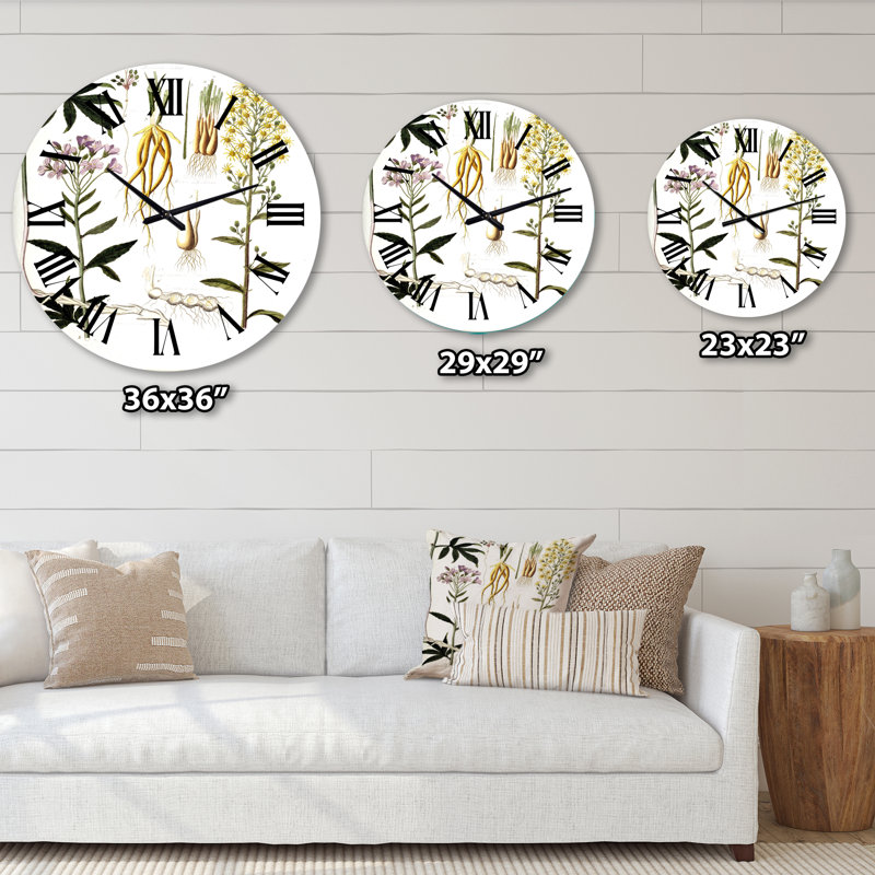 Horloge murale rétro Vintage Plant Life, Grand