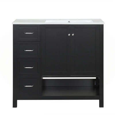 Meuble-lavabo sophistiqué avec plusieurs options de rangement et fabrication durable