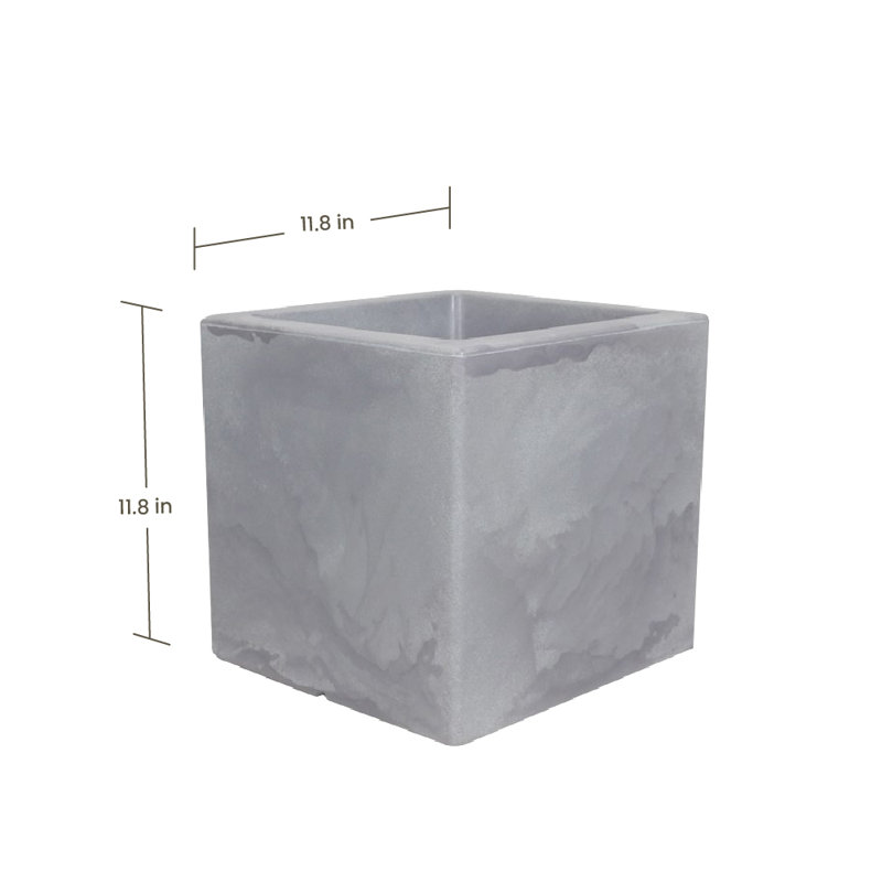 Wandie Green Polyethylene Pot Planter, Light Gray, 11.8" H x 11.8" W x 11.8" D