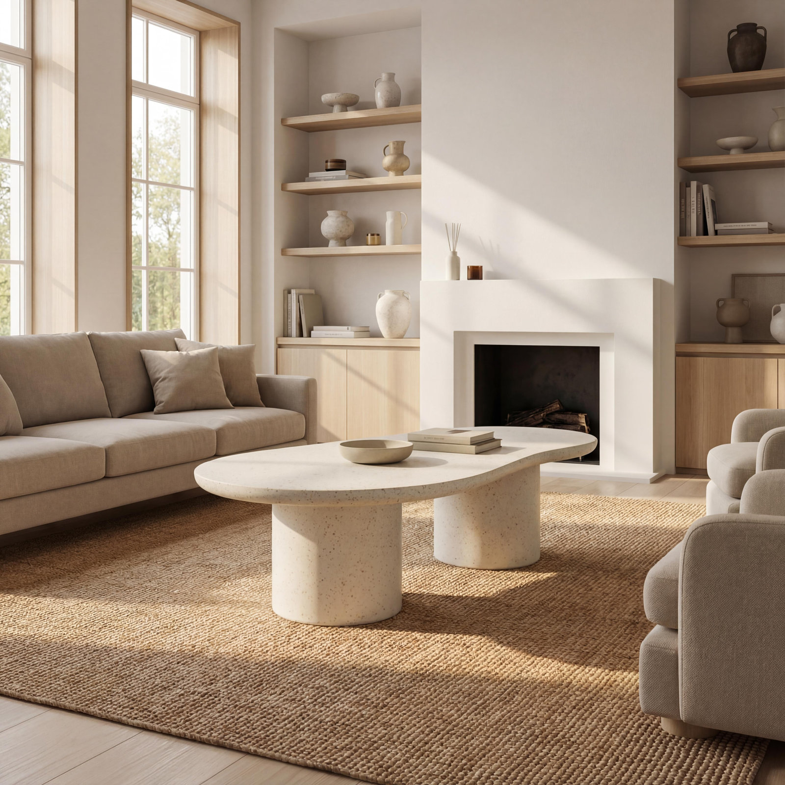 Vogel Coffee Table, Ivory Terrazzo