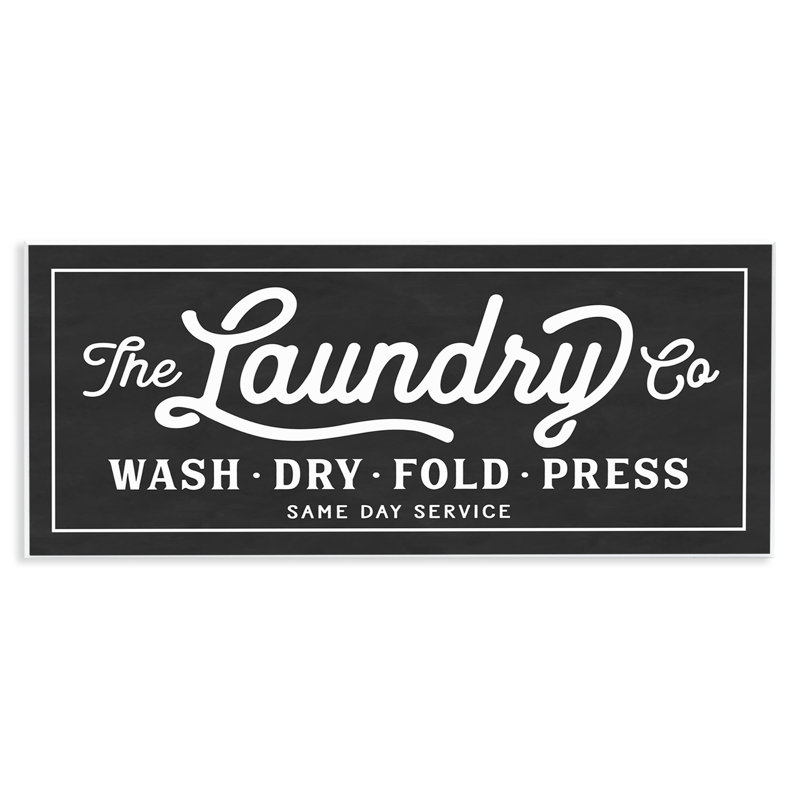 Vintage Black and White Laundry Sign on MDF Wood