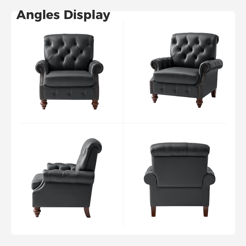 Ensemble de chaises d'appoint en cuir de vache l 36,5 "Treasie (ensemble de 2), Noir