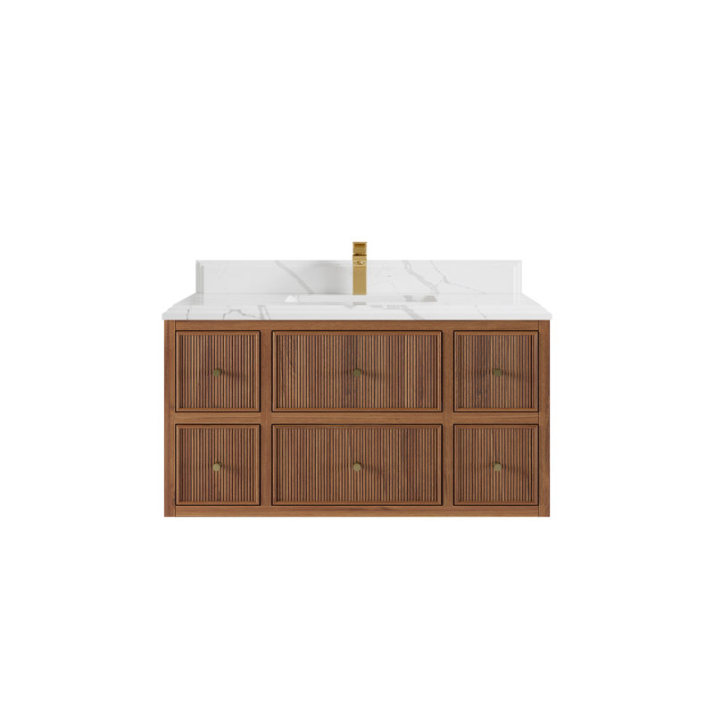 Ensemble de meuble-lavabo simple 42 po avec plateau en quartz Sonoma, Calacatta Laza