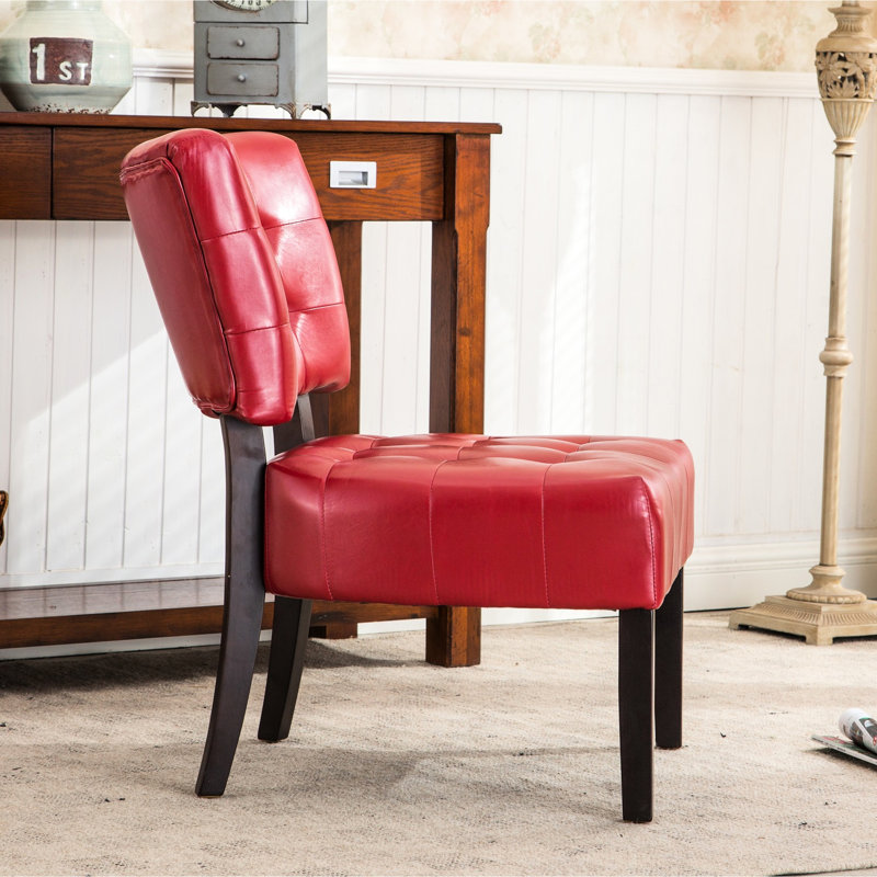 Fauteuil d'appoint rouge avec sièges généreux en cuir et surdimensionnés, Rouge