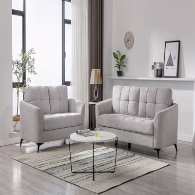 Woven Fabric Sofa Loveseat Living Room Set
