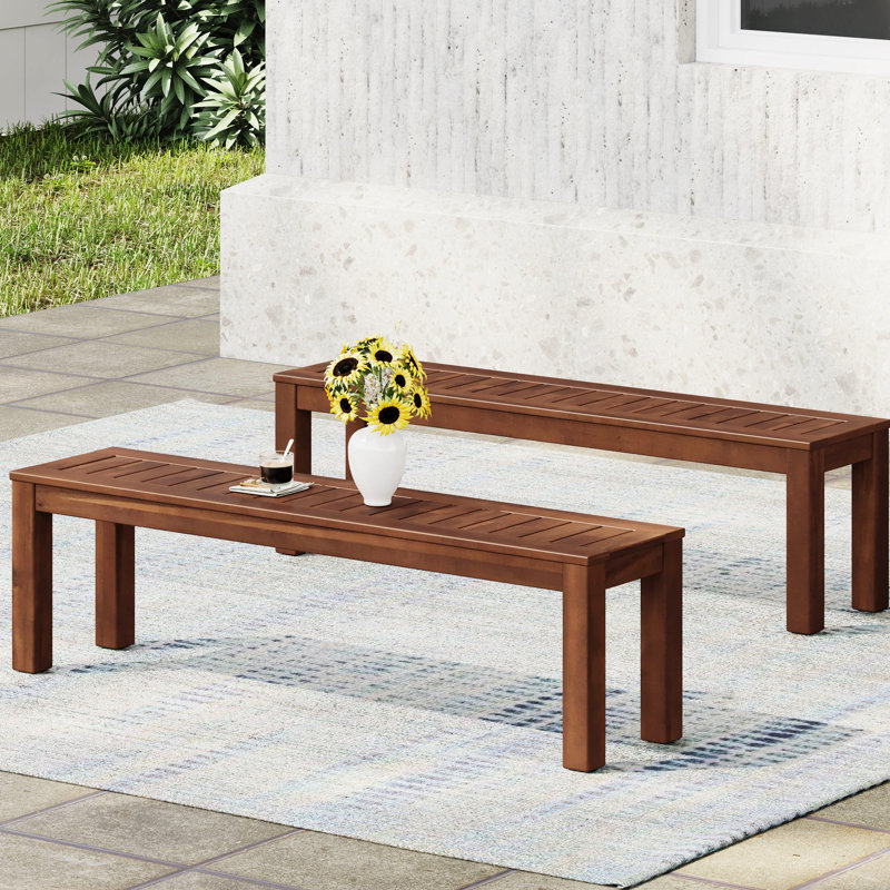 2 bancs rustiques en bois 61,78 po - Banc de finition 2 brins, structure lourde