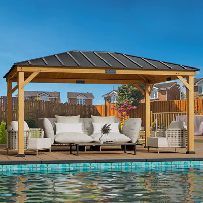 16 Ft. W x 12 Ft. Pro Series Asphalt Roof & Eco-Friendly Solid Spruce Wood Patio Gazebo