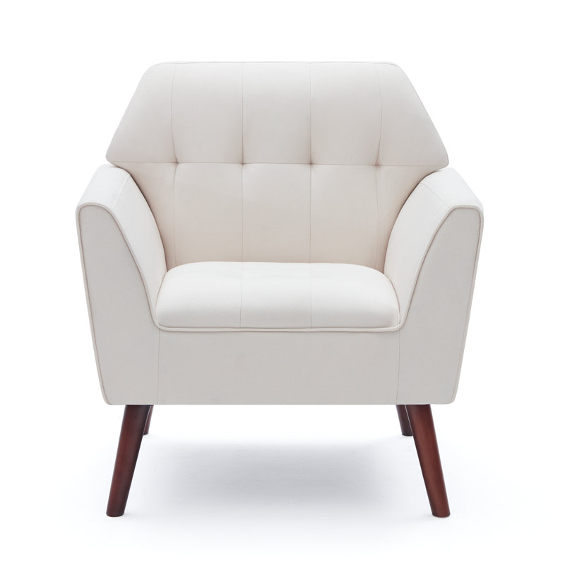 Janara 30.3'' Wide Tufted Linen Upholstered Armchair, Beige Linen Blend