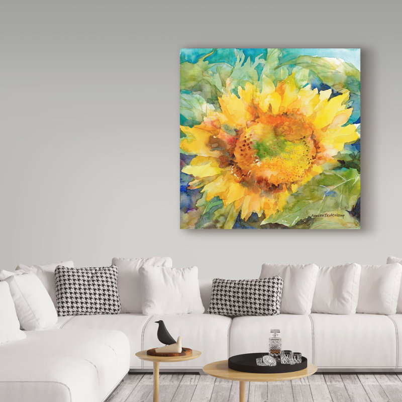 «Sun rain» Mattox, reproduction d'aquarelle sur toile tendue, H 35 po x l 35 po x P 2 po