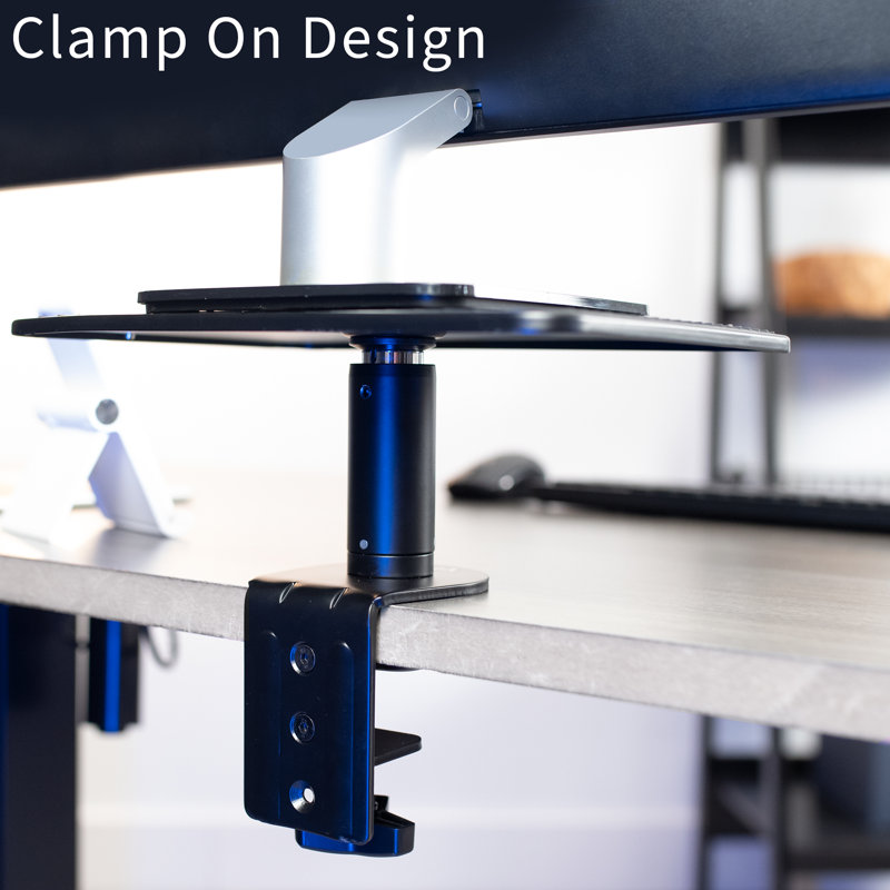 Black Adjustable Aluminum and Steel Clamp-On Monitor Riser
