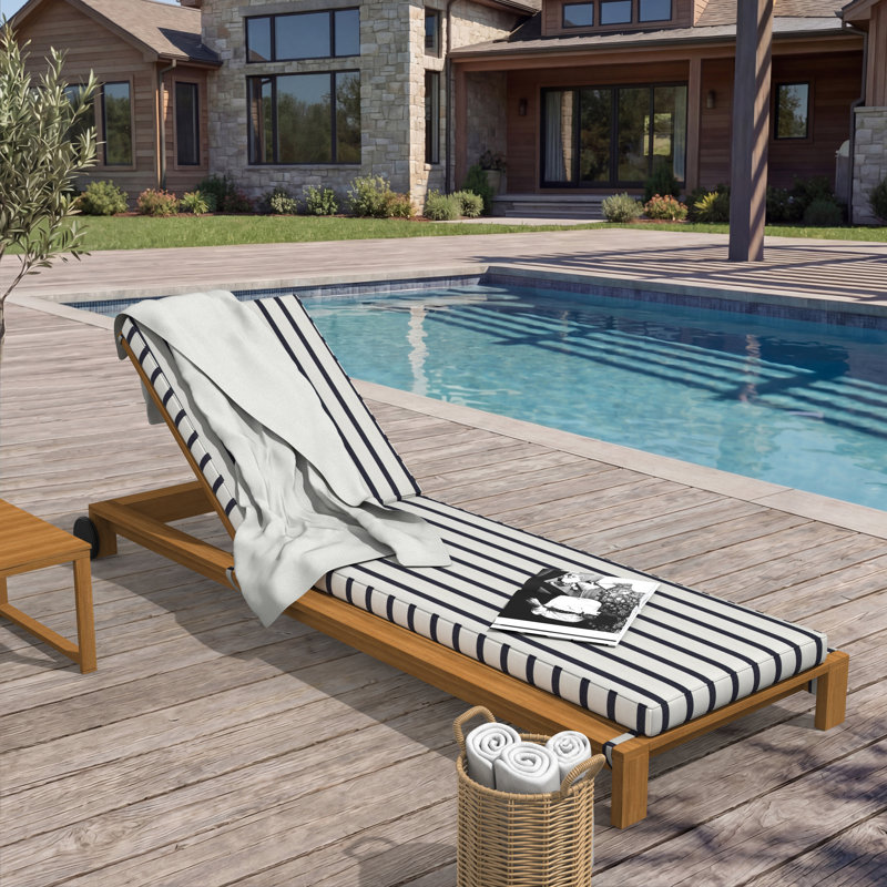 Outdoor Chaise Cushion With Sunbrella Fabric, 21" W x 78" D, Sunbrella® Lido Indigo