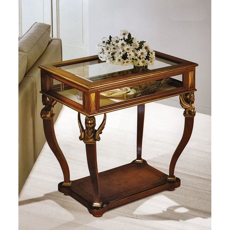 Curio Floor Shelf End Table with Storage