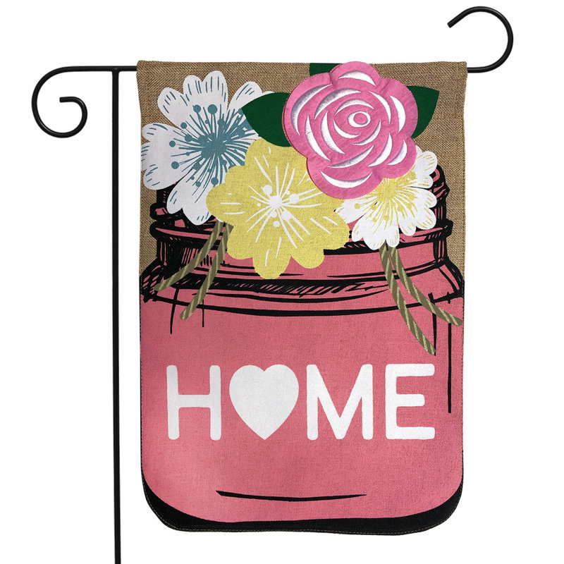Home Mason Pot Spring Burlap Garden Flag