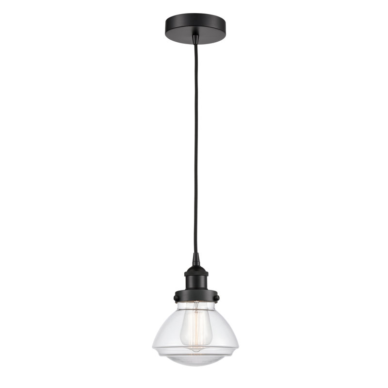 Luminaire suspendu en forme de cloche à 1 lumière Caille, Transparent, Noir mat