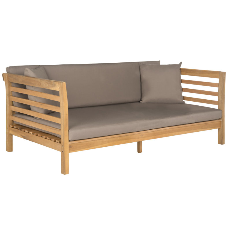 Lit de jour d'extérieur avec coussins 72,875 "Bodine, Structure naturelle / coussin taupe