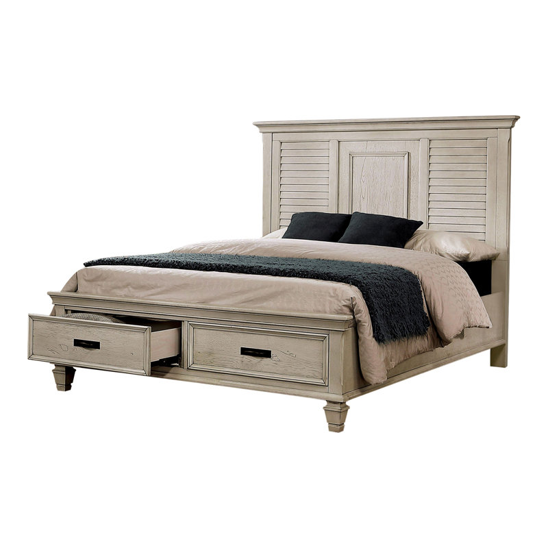 Ensemble de chambre à coucher avec rangement Halane_4 pièces, Grand, Blanc antique