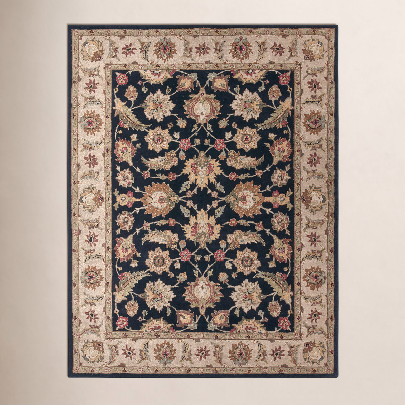 Lyndsay Ebony Sand Hand-Tufted Wool Oriental Rug, Rectangle 5' x 8'