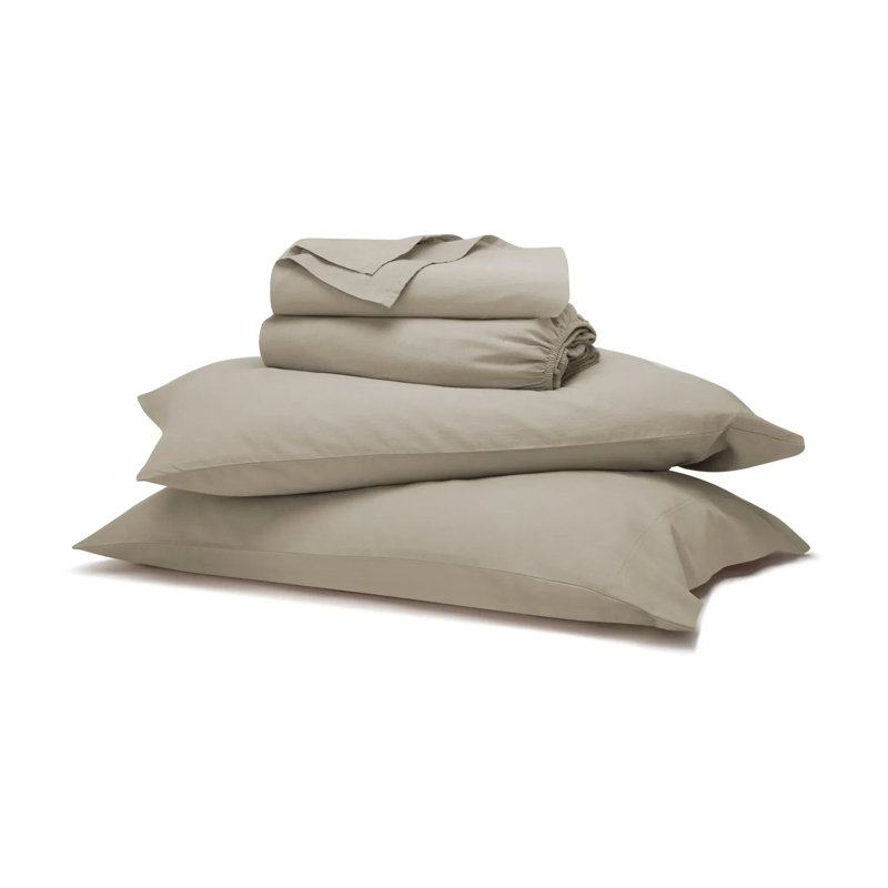 Ensemble de draps 100% coton Blue Nile Mills, Très grand californien, Taupe