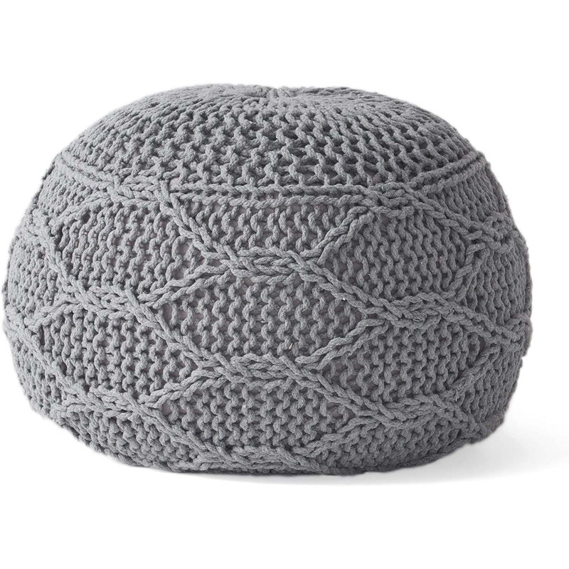 Pouf rond en laine 20 x 20, Laine grise