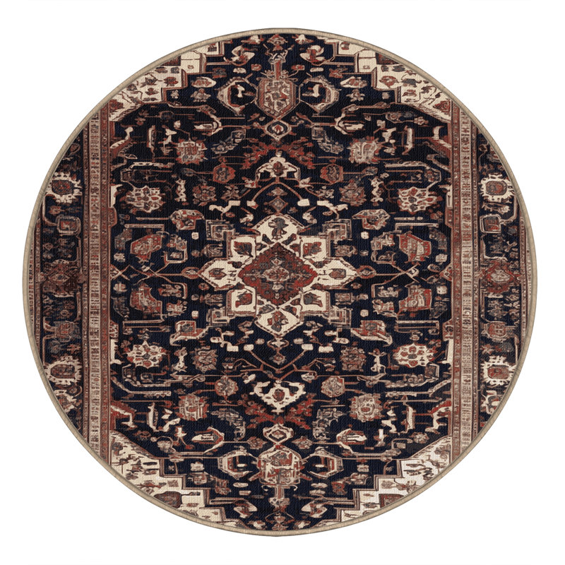 Tapis brun lavable à la machine, Rond 3 pi
