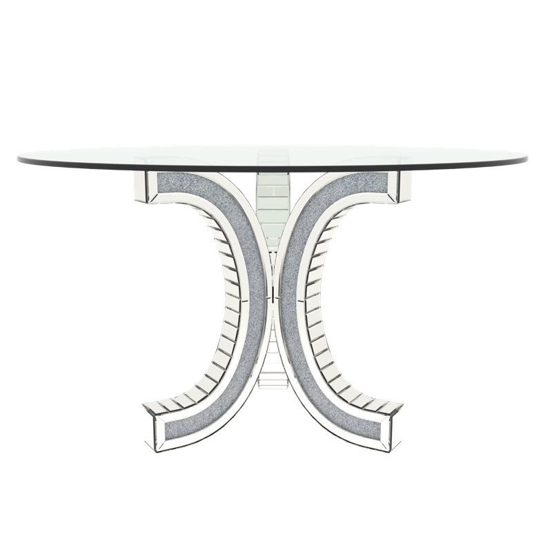 Table de salle à manger ronde 52 po avec plateau en verre trempé