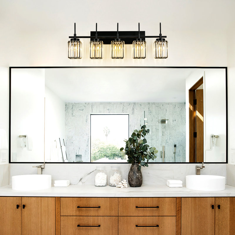 Edgars Modern Crystal Dimmable Vanity Light, Black, 5