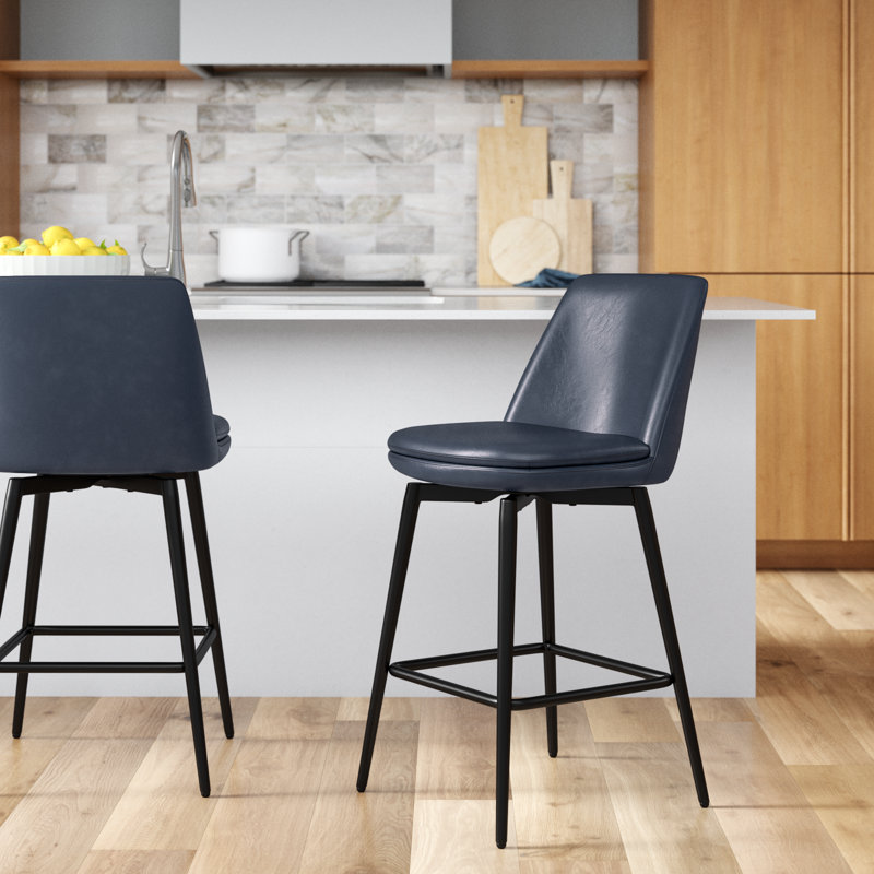 Tabouret Betzalel, Bleu, Tabouret de comptoir (siège d'une hauteur de 27 p