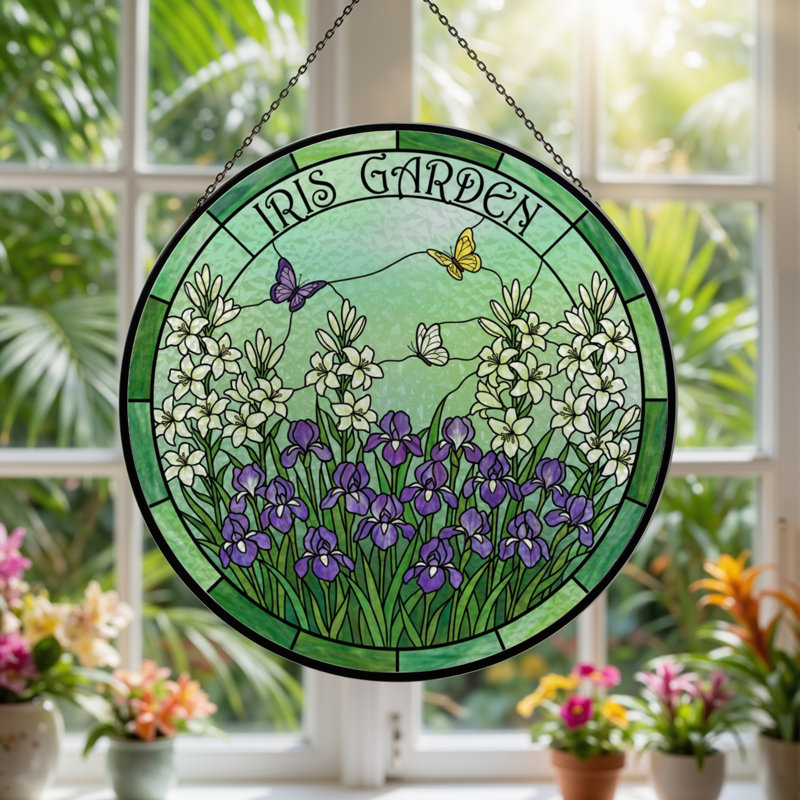 Panneau de vitrail de jardin en verre coloré H 7,8 po, H 7,8 po x l 7,8 po
