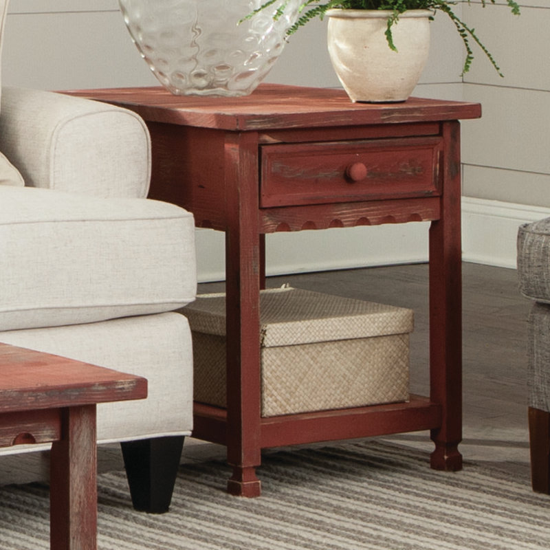 Mangum Side Table with Storage, Red